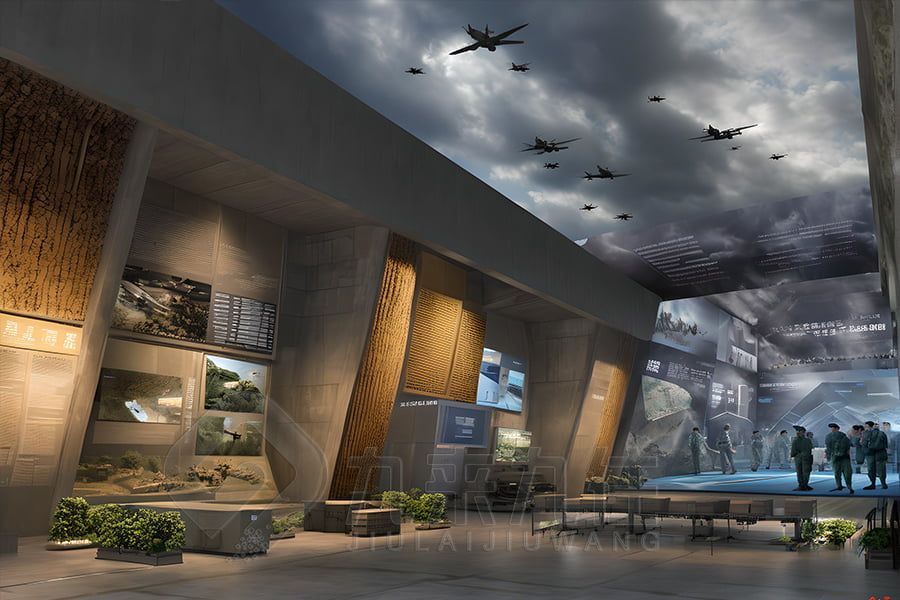 高科技防空展館設(shè)計,數(shù)字化防空展覽館施工,九來九往多媒體防空展館建設(shè)