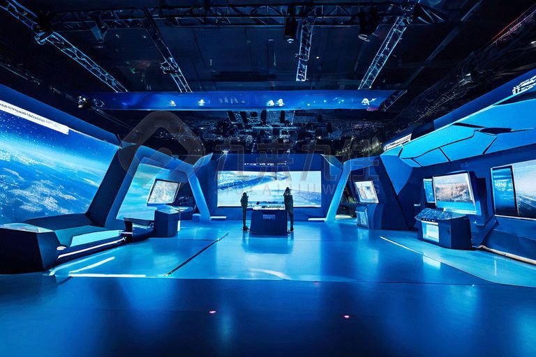 區(qū)人武部國防教育基地設(shè)計(jì)效果圖，高科技國防教育館方案，多媒體國防教育展廳設(shè)計(jì)公司